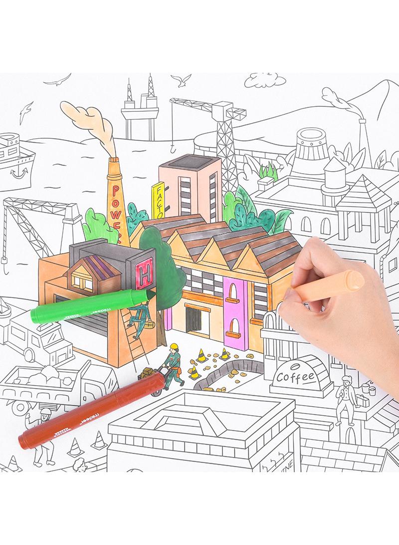 general 10M Theme Scene Painting Colored Paper Children'S Graffiti Color Filling Painting Drawing Paper - Image 3